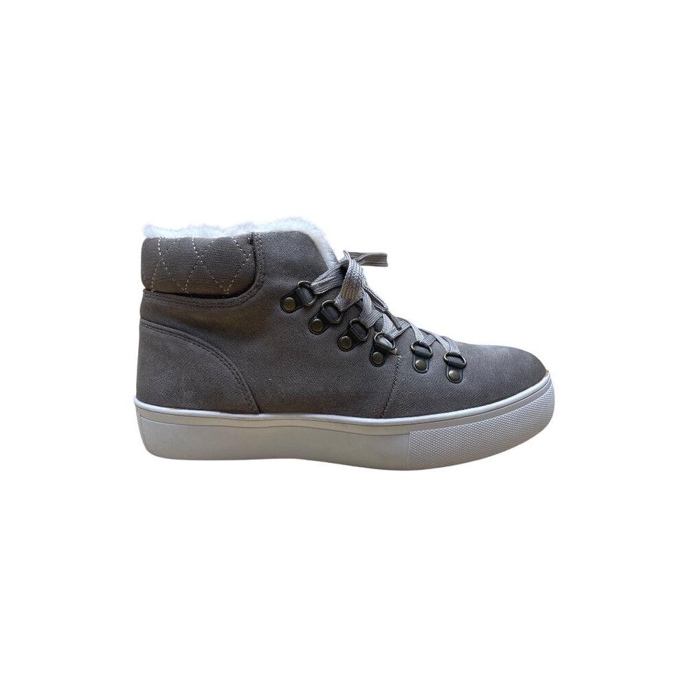 Mudd Women’s Gray Faux Suede & Sherpa Lined High Top Beyley Boots Size 7.5